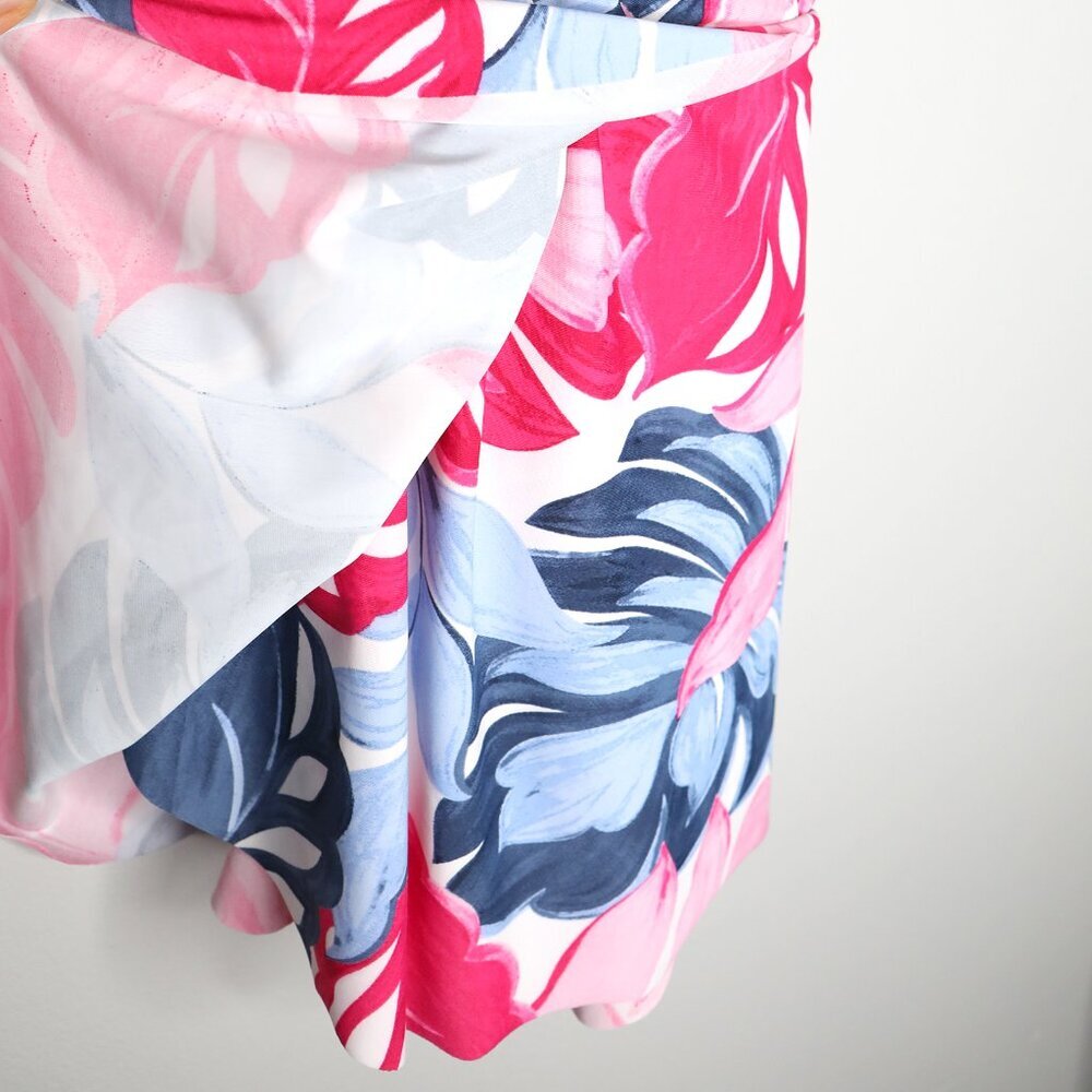 Stella Parker Swim Dress One Piece Swimsuit Floral Wrap Pink Blue Modest Sz S - Picture 12 of 14
